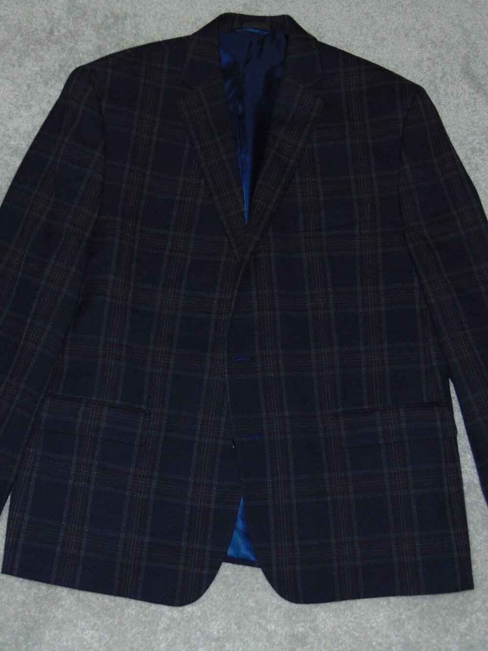 Chaps Blazer Sport Coat Men Size 48R Polyester Blue Plaid